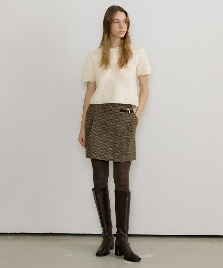 Otte Alia Alpaca Check Skirts_Brown