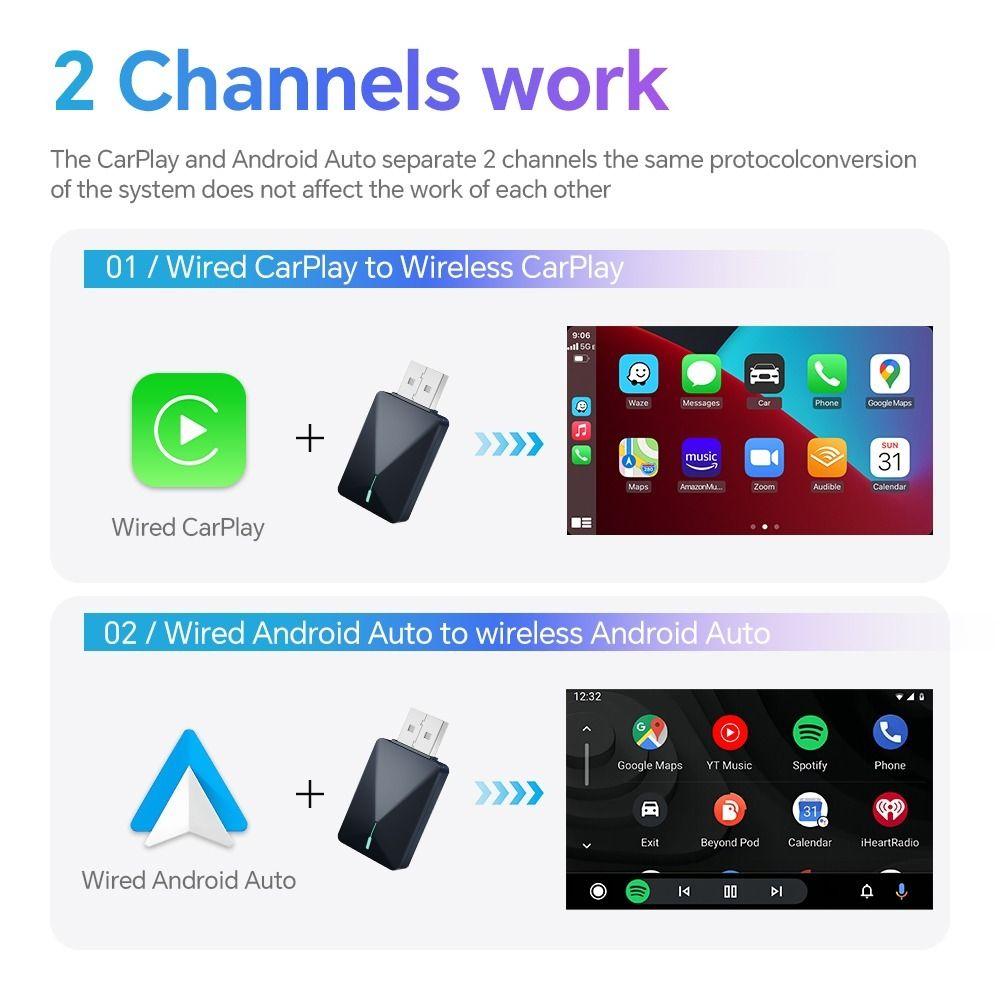 

2 в 1 беспроводной USB-мини-адаптер Carplay Quick Connect Smart Box Навигация чёрный