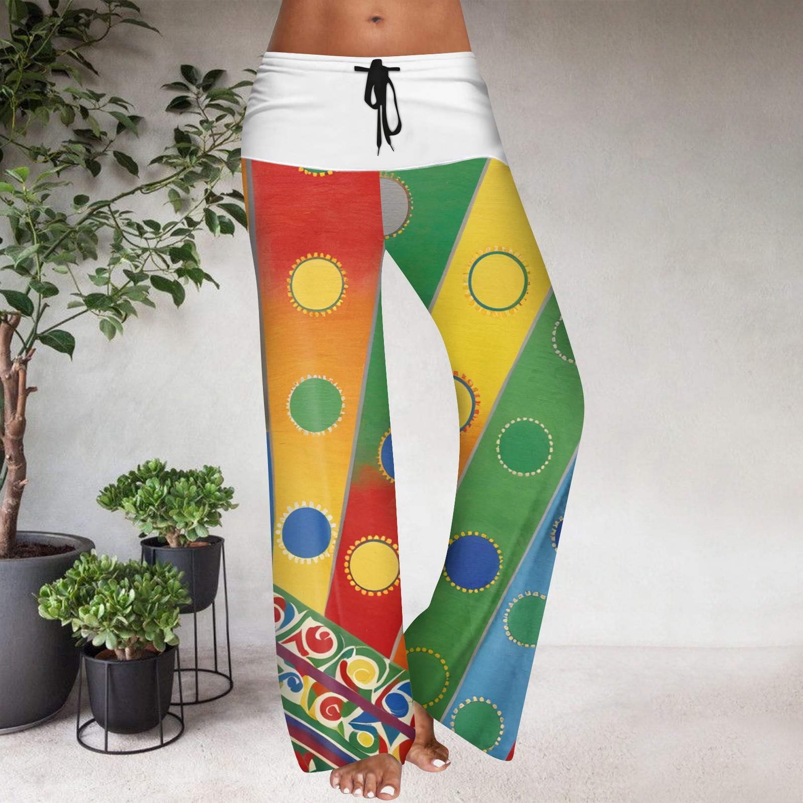 

Женские повседневные брюки с широкими штанинами, эластичным поясом на кулиске, цветовой блок, с цветочным принтом M