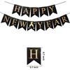 Happy New Years Decorations 2026, New Year Eve Party Supplies Banner with 8 Pcs Hanging Swirls for NYE Eve Party Supplies Black Gold