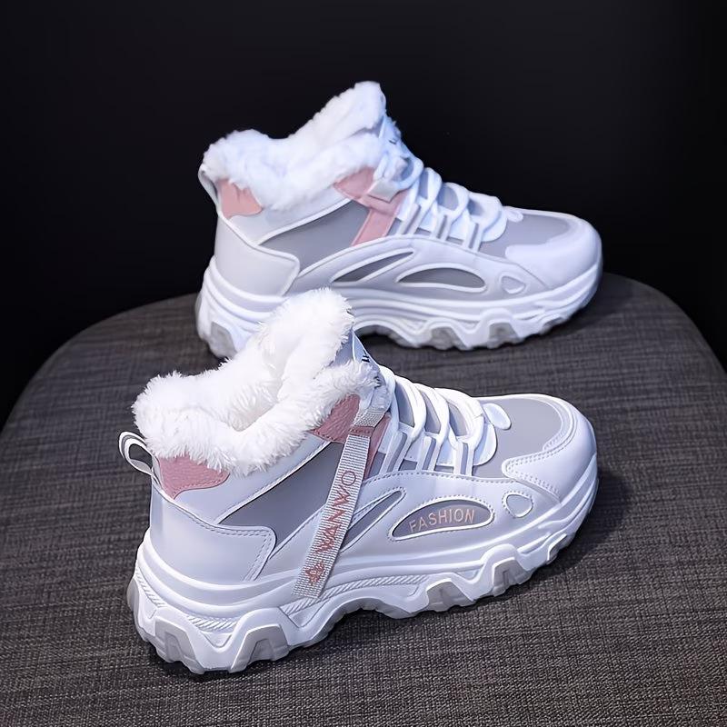 Large size winter velvet cotton shoes women's thick-soled heightening dad shoes warm casual sports shoes