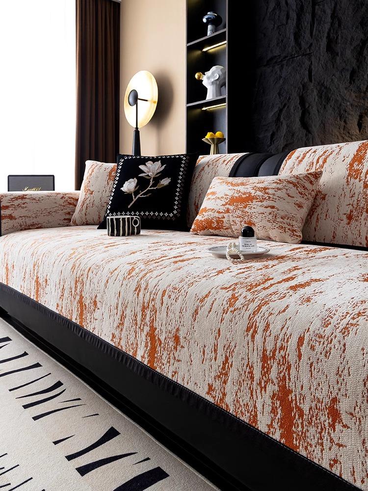 Anti Cat Scratch Sofa Cover for Living Room Chenille All Seasons Universal Couch Slipcover Non-slip Retro Jacquard Couch Cushion