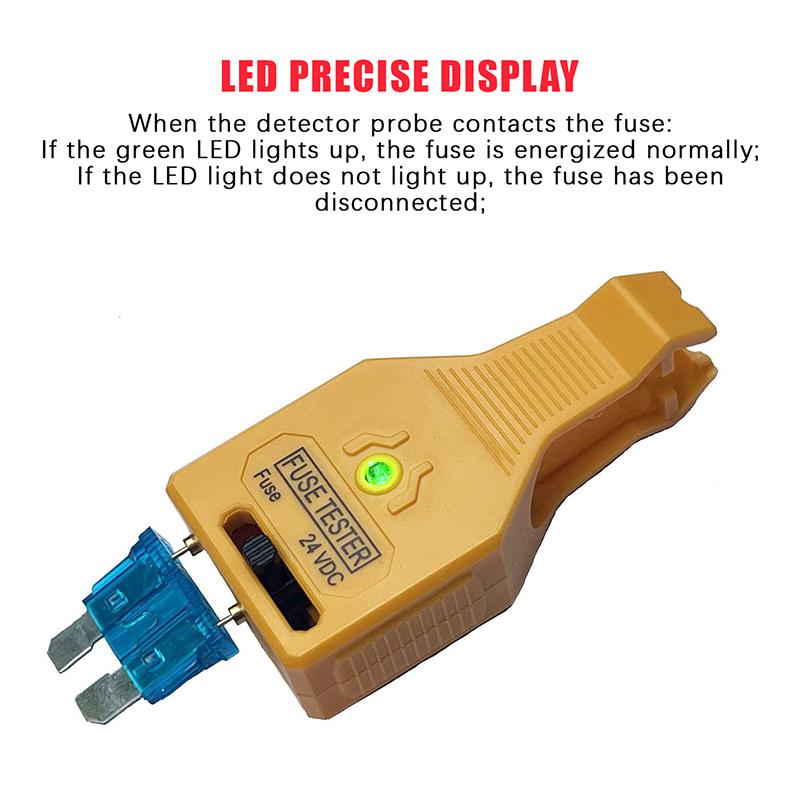 Testeur de fusible automobile portable 12V 24V CC avec indicateur LED Parfait pour la réparation de voiture Bricolage à domicile Atelier de maintenance automobile