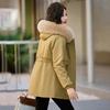 Coats for Women Winter Oversized Fur Collar Down Jacket Hooded Fleece-Lined Thickened Velvet Loose Casual Coat Top