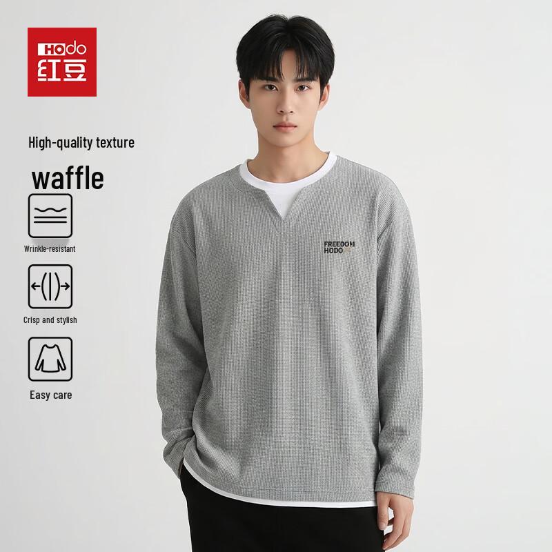 Hodo Men s Waffle Knit Layered Long Sleeve Tee XL