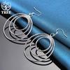 925 Sterling Silver Three Circle Pendant Earring Jewelry
