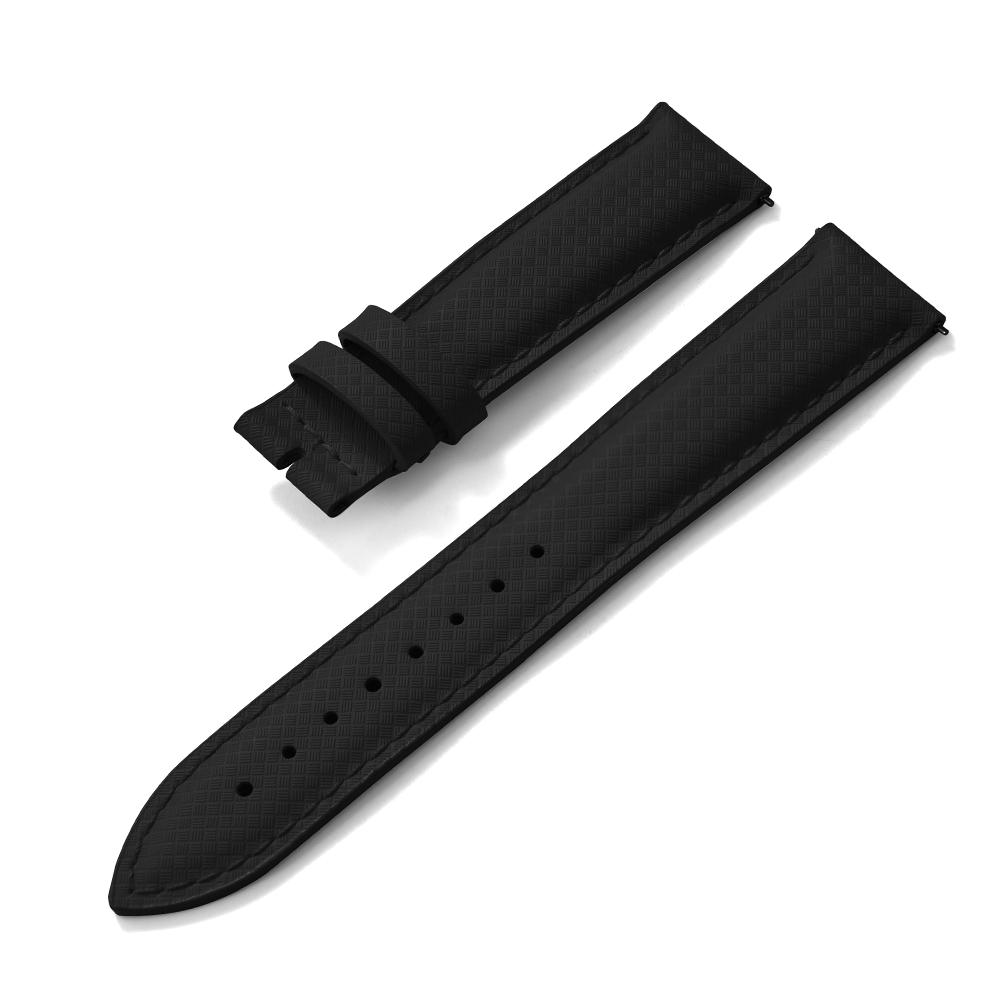 

STAPELP 18mm 19mm 20mm 22mm Sailcloth Strap FKM TOP+Leather Base Tropical Texture Rubber Watch Bands Quick Release Pin Buckle 18mmx16mm