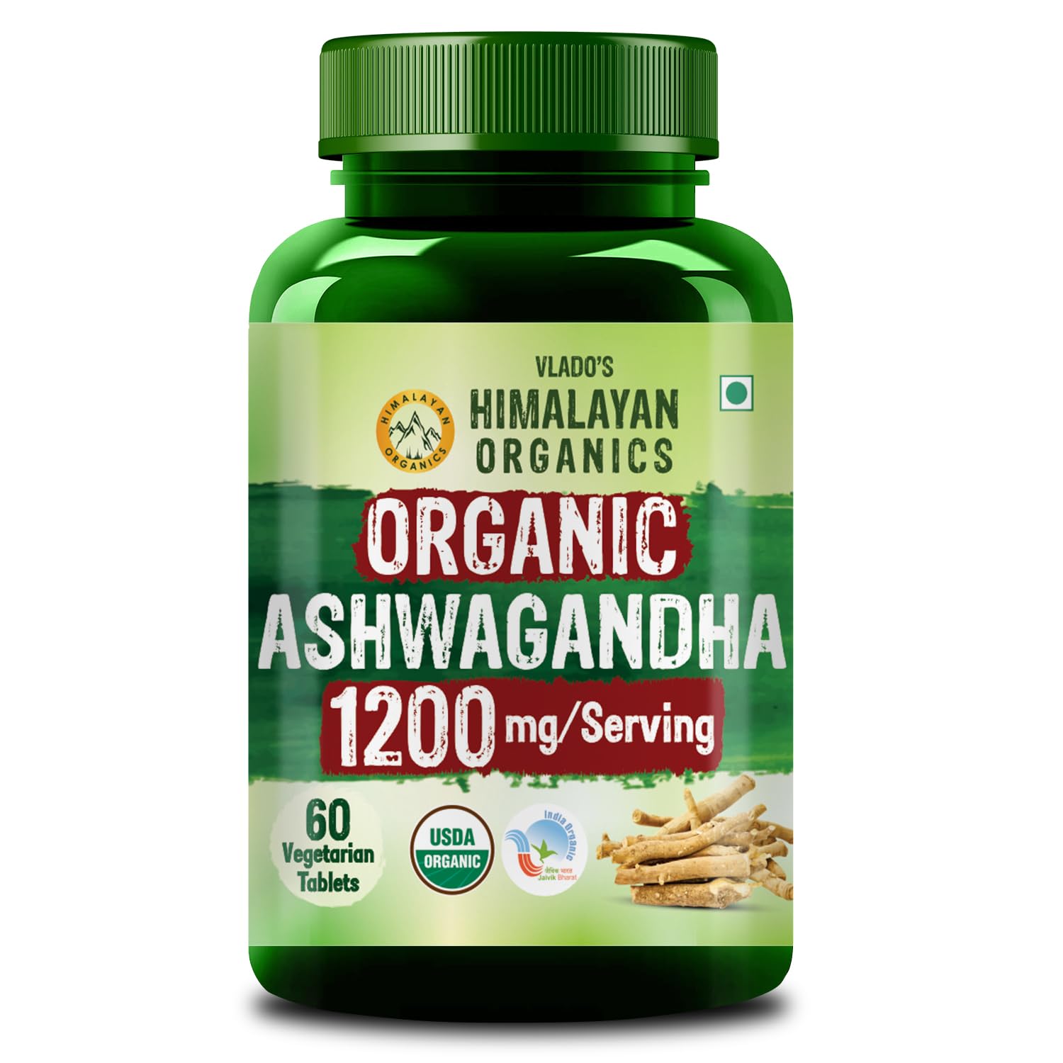 

Vlado s Himalayan Organics Organic Ashwagandha 1200mg Tablets 60 Count Natural Mind Body Energy Booster