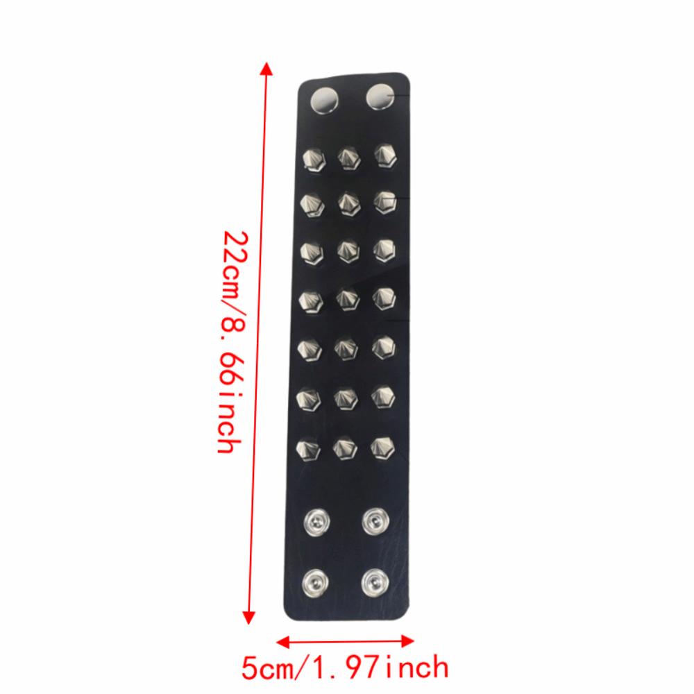 2pcs/set Adjustable Punk Goth Bracelet Wide PU Leather Bangle Leopard Wristband  Harajuku