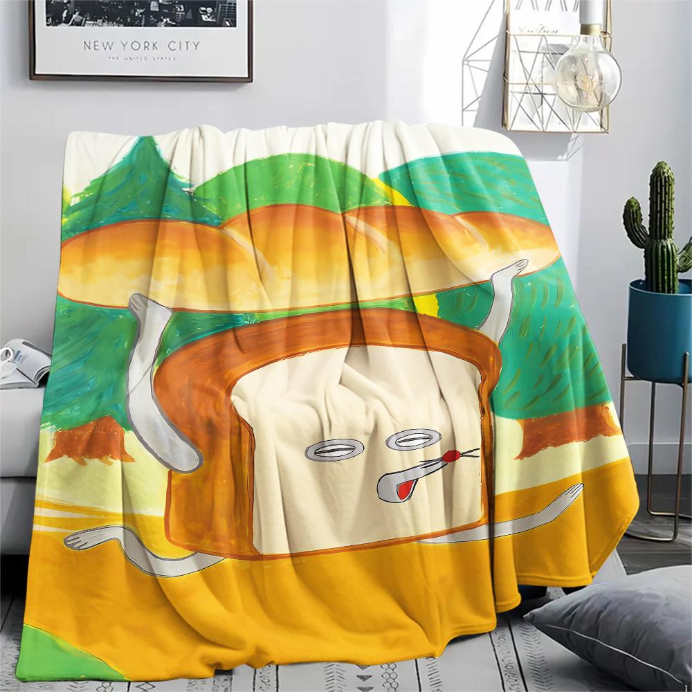 1PC Bread Thief Print Flannel Blanket, High quality All Seasons, Home Decor, Warmth and Comfort, Perfect for Christmas Gifts