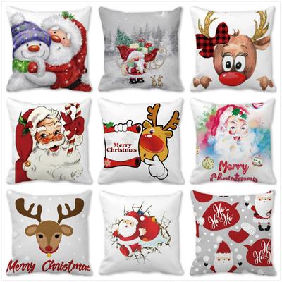 Merry Christmas Cushion Cover Santa Elk Snowman Home Sofa Car Seat Pillow Cover New Year Gift