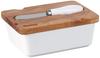 White Porcelain Butter Dish with Knife, Acacia Lid KLAUSBERG KB-7785