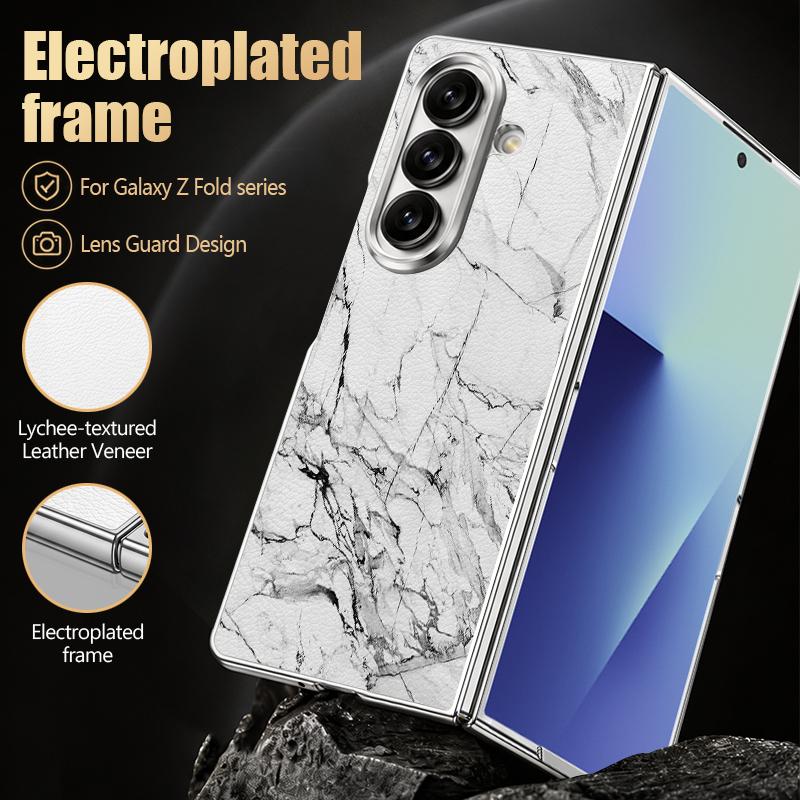 Watercolor Marble Case For Samsung Z Fold 8 Ultra 7 6 5 Luxury Plating Leather Skin Hard Phone Cover For Galaxy Z Fold8 Fold7 Fold6
