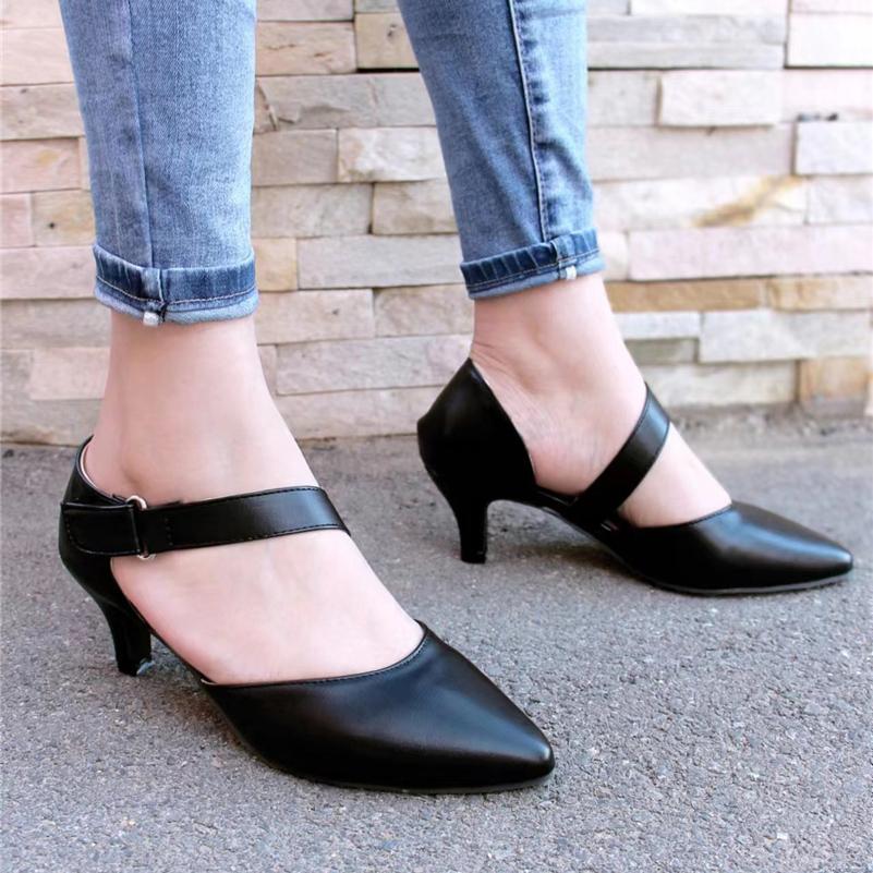 

Женские туфли-лодочки Мэри Джейн из двух частей с острым носком, лаконичные туфли на толстом низком каблуке в форме перчаток, женская модная обувь, весенне-осенняя синяя обувь 34 чёрный
