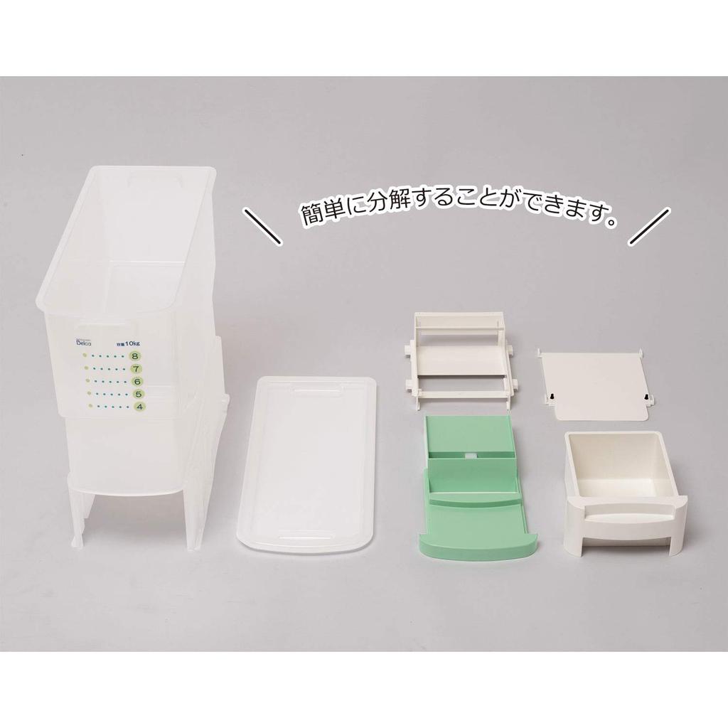 Belca Made In Japan Rice Washable Measuring Rice Capacity Width X Depth X Height Rice Comes with Roller Bin, Pot, 10kg, 18.9 43.5 40cm, Clear,