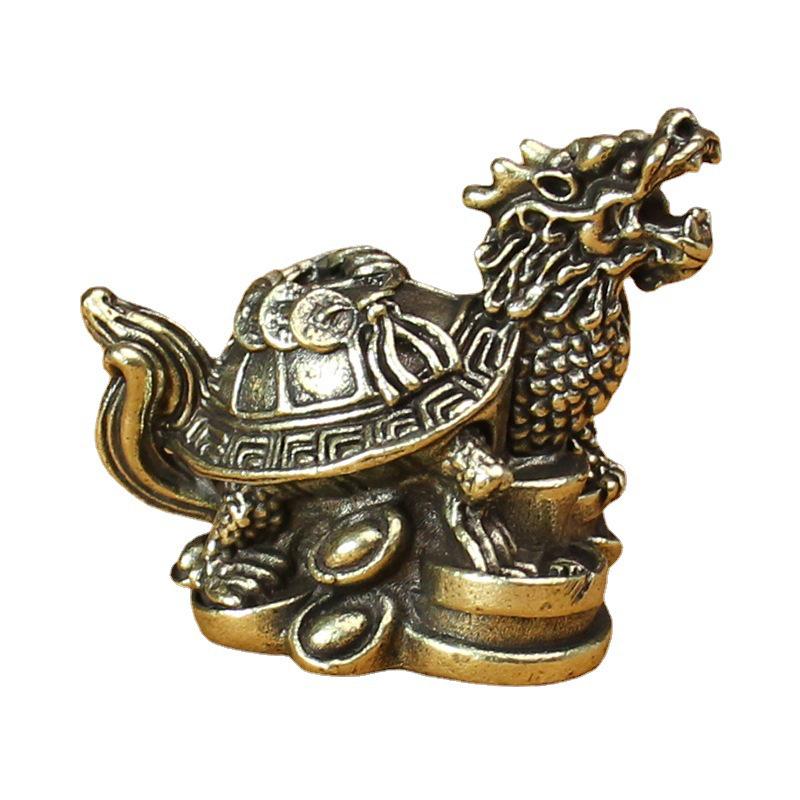 Reine Kupfer Geld Schildkrötenfigur: Retro Messing Schildkröte auf Münzen Teetisch Ornament