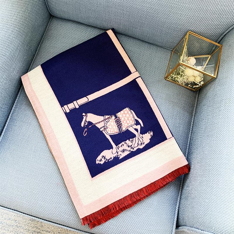 Autumn And Winter Warm Imitation Cashmere Scarf Women'S Versatile Thickened Scarf Carriage Pattern Shawl