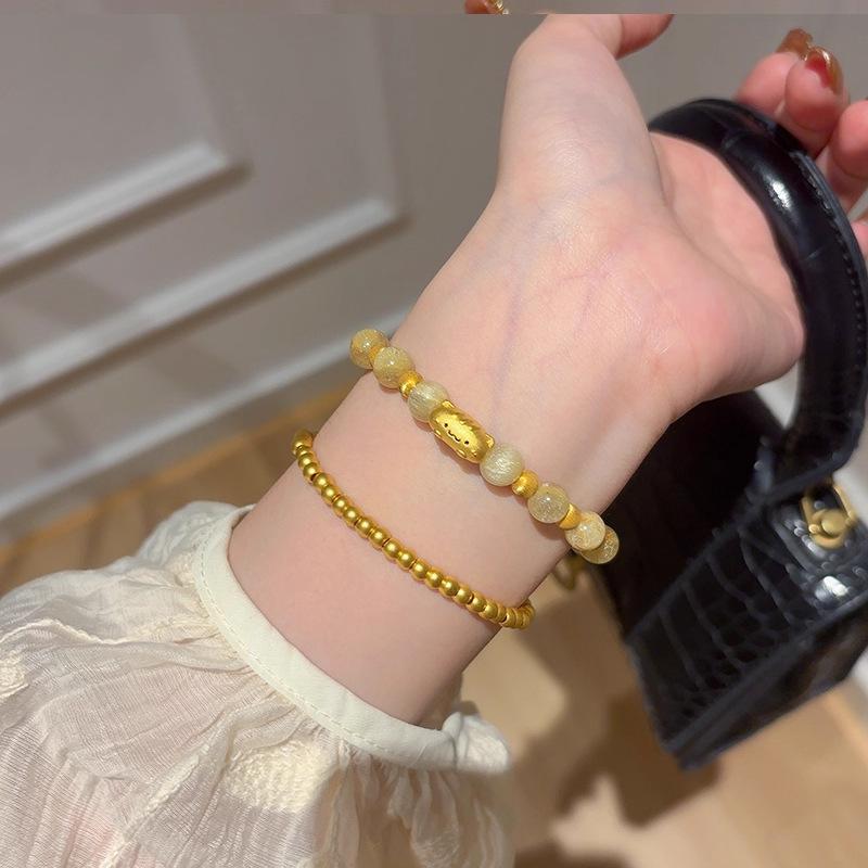 Golden Bread Kitten Natural Golden Hair Crystal Bracelet Light Luxury Premium Citrine Bracelet Women's Lucky Beaded Jewelry