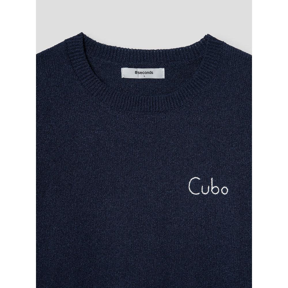 8seconds Boucle Round Embroidered Knit Pullover Navy (454651Fq1R)