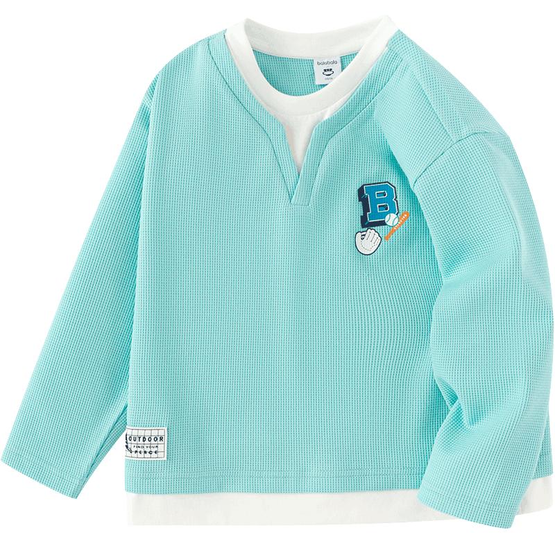 Balabala Boy s Faux Two-piece Waffle T-Shirt 90