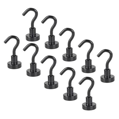 MAGHUNT Magnetic Hook Magnetic Hook of Diameter 16MM Stainless Steel Rustproof Wall Mount for Kitchen Classroom Entrance Black [Pack 10]