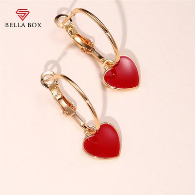 Fashion Heart Dangle Earrings Red Epoxy Simple Stylish Design Women’s Daily Collocation Accessories Nice Gift New Jewelry