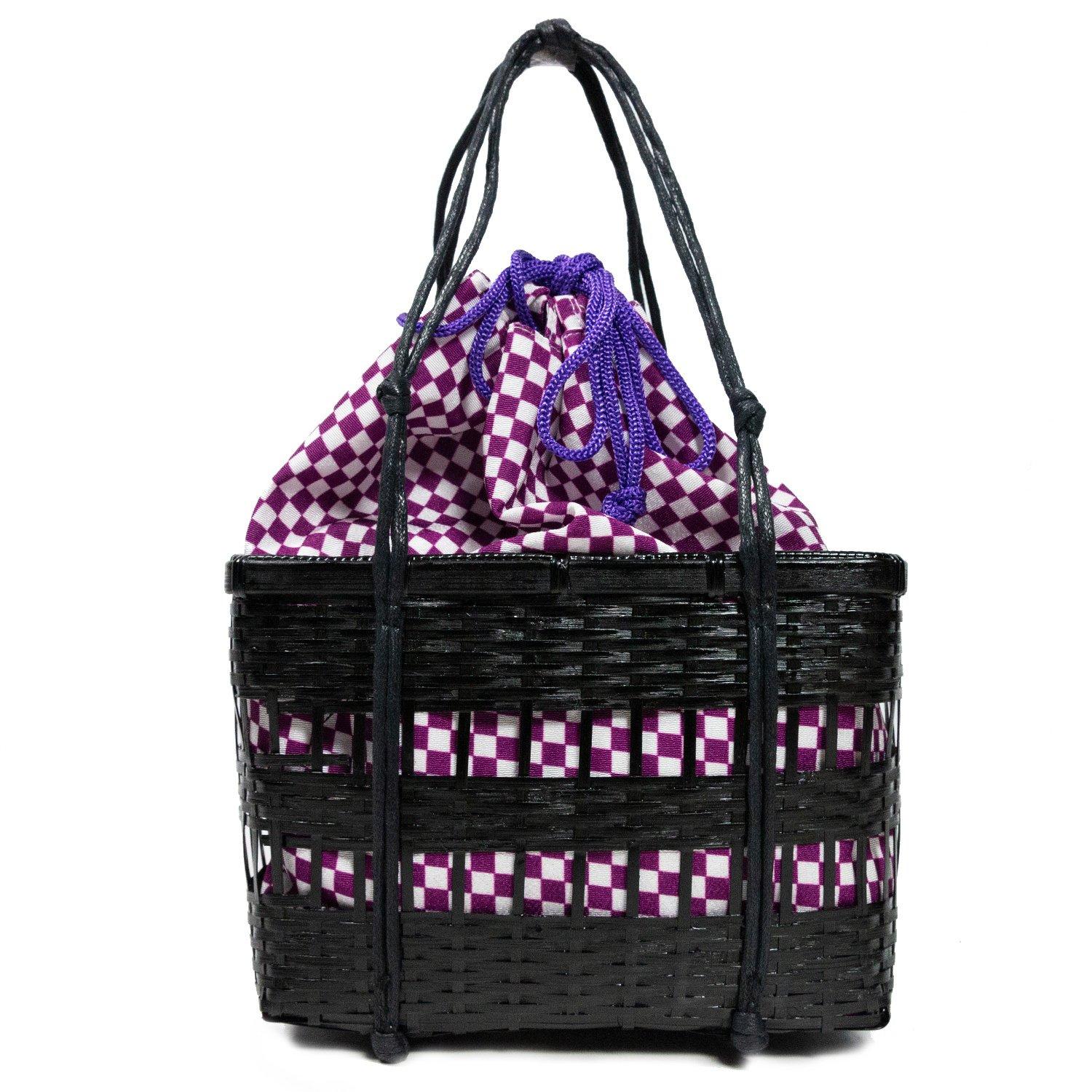 

Bag Basket Bag Yukata x [KYOETSU] kg-07 Women s (Basket-Black 9.Purple Checkered)