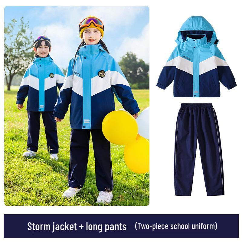 Children s Autumn/Winter School Uniform Set: Windbreaker & Sportswear Three-Piece for Kindergarten & Primary 110 cm
