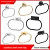 Wall-Mounted Black & Gold Stainless Steel Towel Ring and Rack