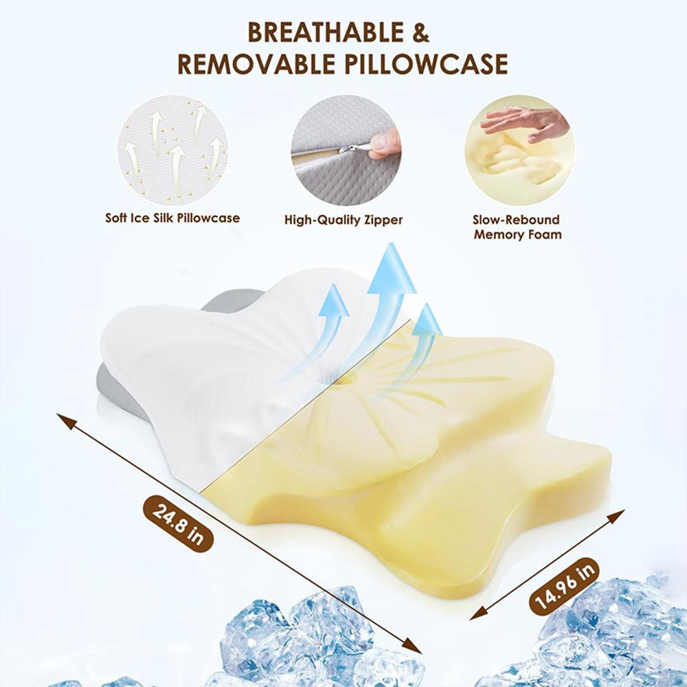 Cervical Pillow Ergonomic Cervical Spine Protecting Shoulder Neck Muscle Relax Butterfly Shaped Memory Foam Neck Pillow