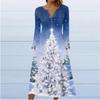 Fashion Women's Casual Fashion Print Pocket V-neck Pullover Long Sleeve Dress