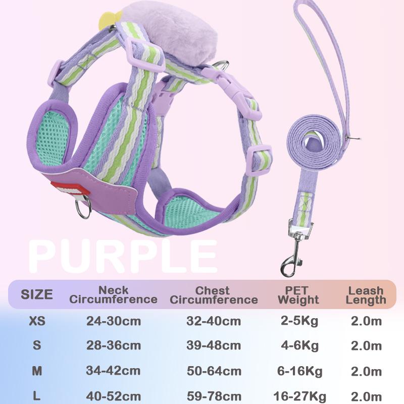 Small Dog Adjustable I-Shaped Chest Strap With Rope Pet Harness and Leash Set Pet Training Chest and Back For Puppy Dog XS
