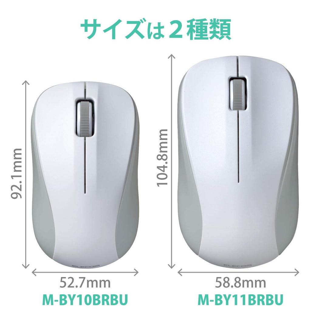 ELECOM Bluetooth Mouse, 3 Buttons, Medium Size, Compatible with MacOSiOSiPadOS, White, M-BY11BRWH
