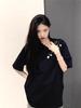 Women's Plus Size Retro Black Cotton Short Sleeve T-shirt with Trendy Loose Fit