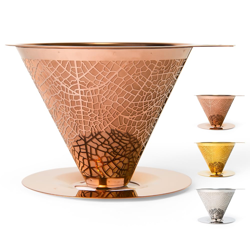 

Chill Coffee [Easy to clean & lets you enjoy coffee oils] Titanium-coated coffee filter and coffee dripper, stainless steel