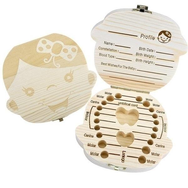 10 Sprachen: Englisch, Niederländisch, Spanisch, Portugal, Französisch, Russland. Baby-Zahnbox aus Holz, Organizer, Milchzähne, Aufbewahrung, Zähne sammeln, Nabelschnur, Gifs speichern