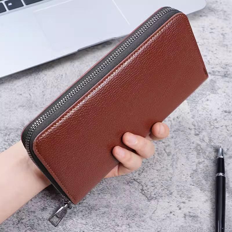 Men's Large Capacity Zipper Wallet - Casual Business Clutch Card Holder
