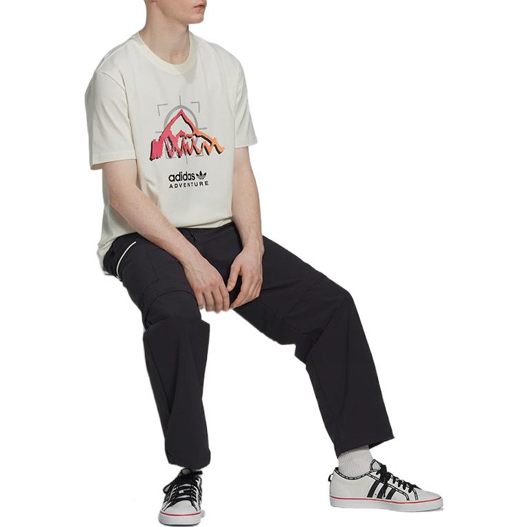 Adidas Originals Trefoil Peak Logo Print Round Neck Casual T-Shirt Men Tops White HK4983