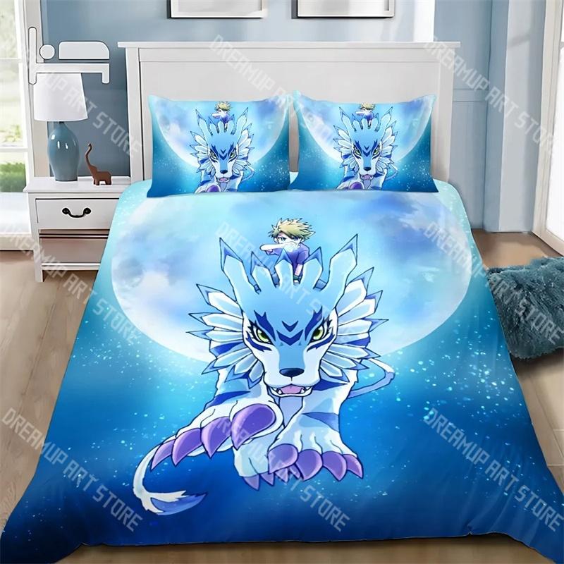 Fashion D-DigimonS Greymons Adventure Bedding Set Single Twin Full Queen King Size Bed Set Kids Bedroom Duvetcover Sets