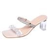 New Dadong Sandals Women's Summer Thick Heel Crystal Heel Two Wear Rhinestones Outside Fairy High Heel Cool Slippers