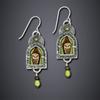 Vintage Female Long Owl Drop Earrings Silver Color Dangle Earrings For Women Charm Green Oval Stone Wedding Earrings 