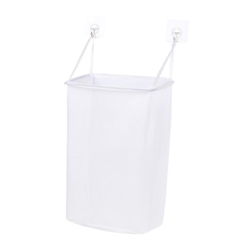 New Home Foldable Multifunctional Wall Hanging Laundry Basket Washing Clothes Organizer Mesh Storage Punch Free Adhesive Hook