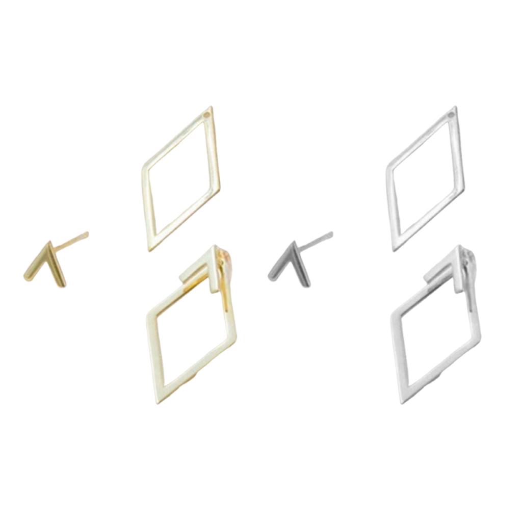 1 Pair Geometric Rhombus Metal Stud Earrings Rhombus Geometric Earrings Stud Hollow Rhombus Dangle Earrings for Women Girls