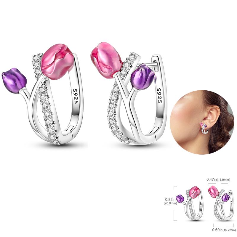 Ladies Sweet 925 Silver Ocean Star Flower Butterfly Design Trendy Earrings Birthday Commemoration Day Fine Sweetheart Jewelry