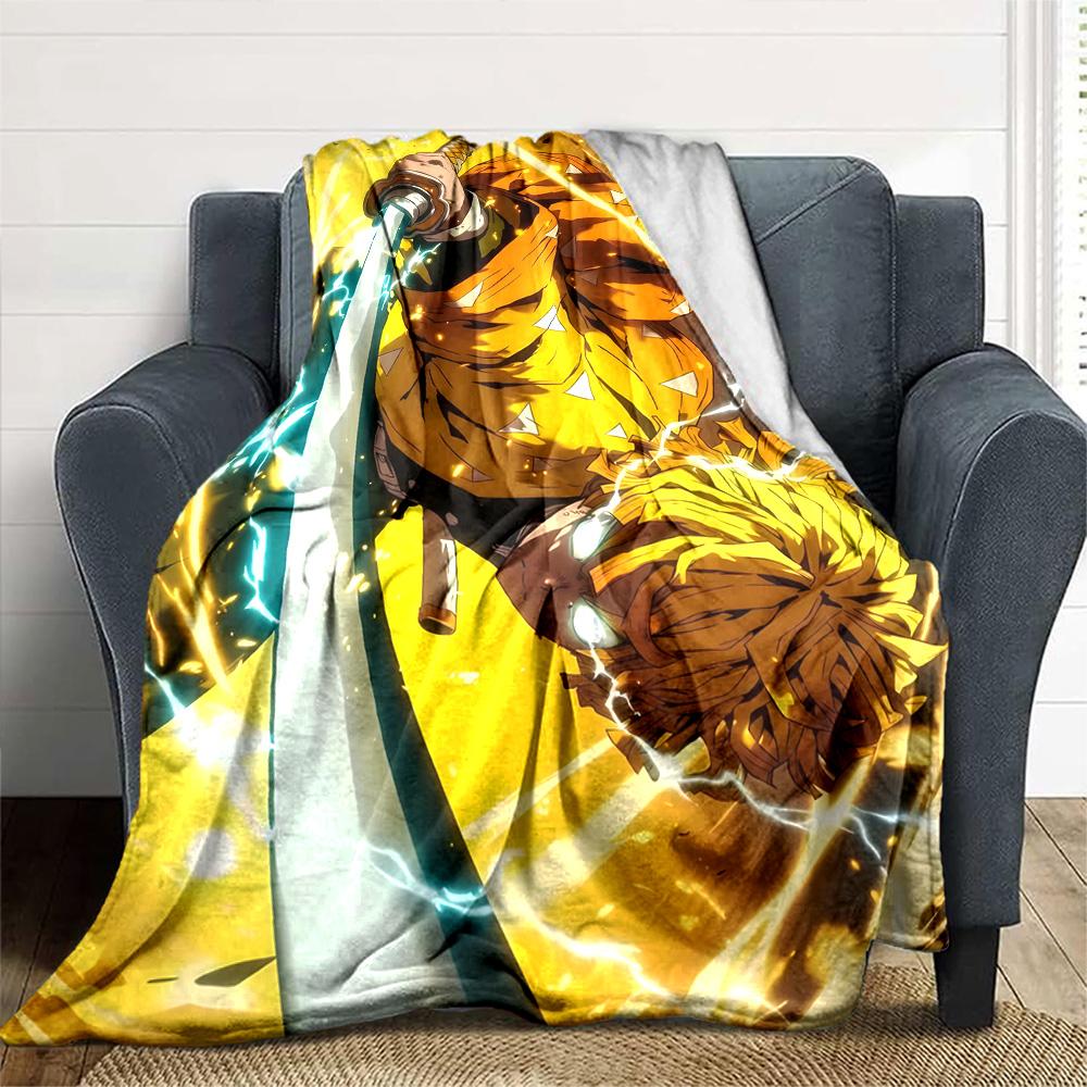 1pc Agatsuma Zenitsu Blanket, Gift, for Men and Women, Soft Blanket, Good for Sofa Bed Couch Travel, Lightweight Flannel Blanket
