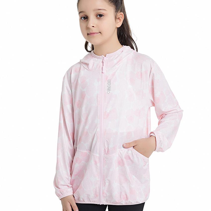 Kids UV Protection Ice Silk Hooded Jacket - Breathable Sun Protection for Boys & Girls 100 cm