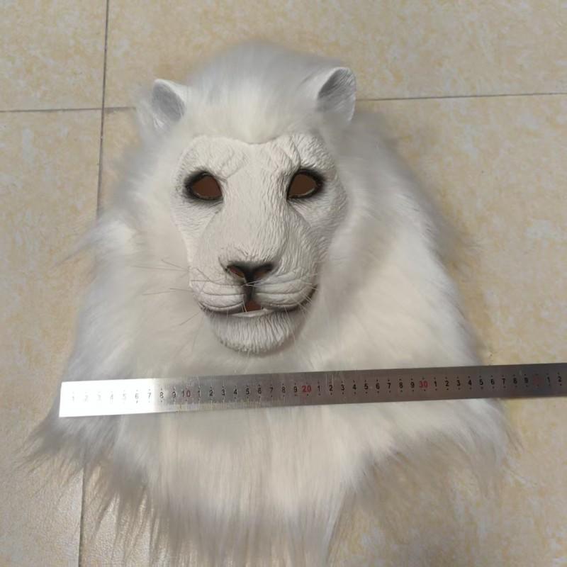 Halloween White Lion Mask Latex Animal Headgear Cosplay Party Costume
