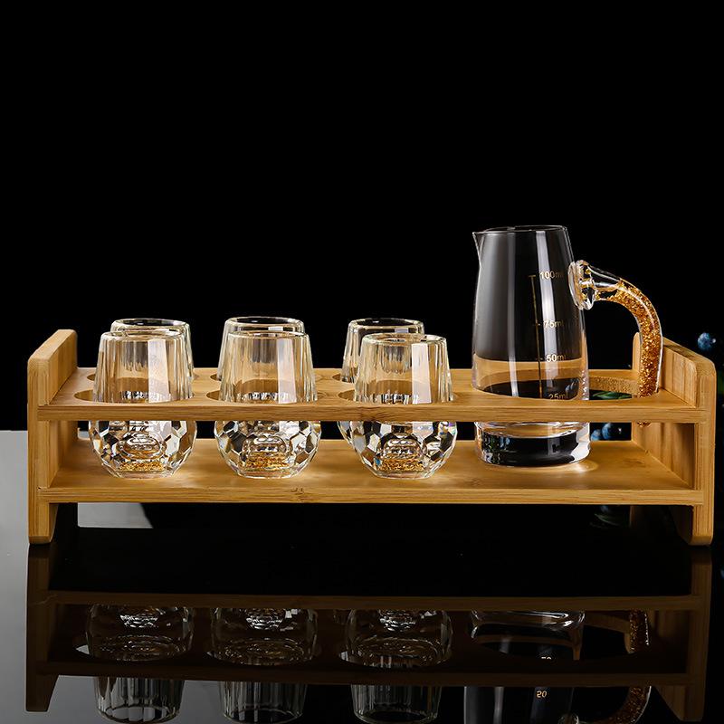 24K Gold Foil Baijiu Cup, High-End Crystal Small Mouth Cup, Spirit Cup, Wine Dispenser, Wine Cup Set, Home Gift