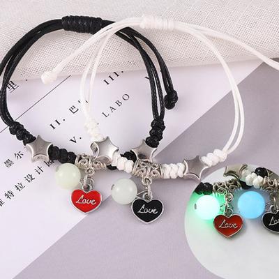 1 Pair Bracelets Fine Workmanship Decorate Exquisite Chic Heart Key Lock Star Charm Bracelets for Gifts