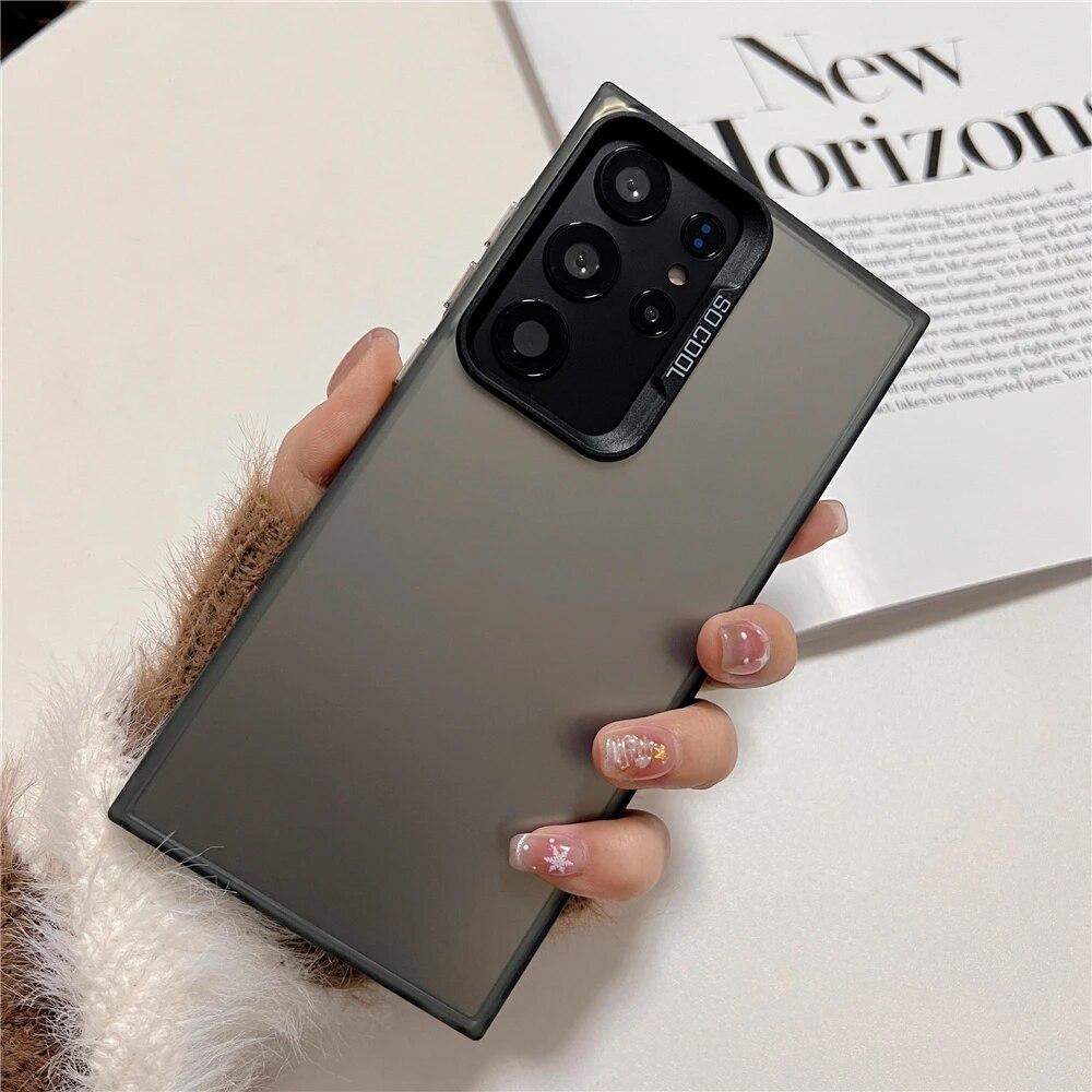 

Модный матовый лазерный противоударный полупрозрачный чехол для телефона для Samsung Galaxy S24 Ultra S23 FE красочный жесткий защитный чехол Aurora galaxy s22 ultra чёрный